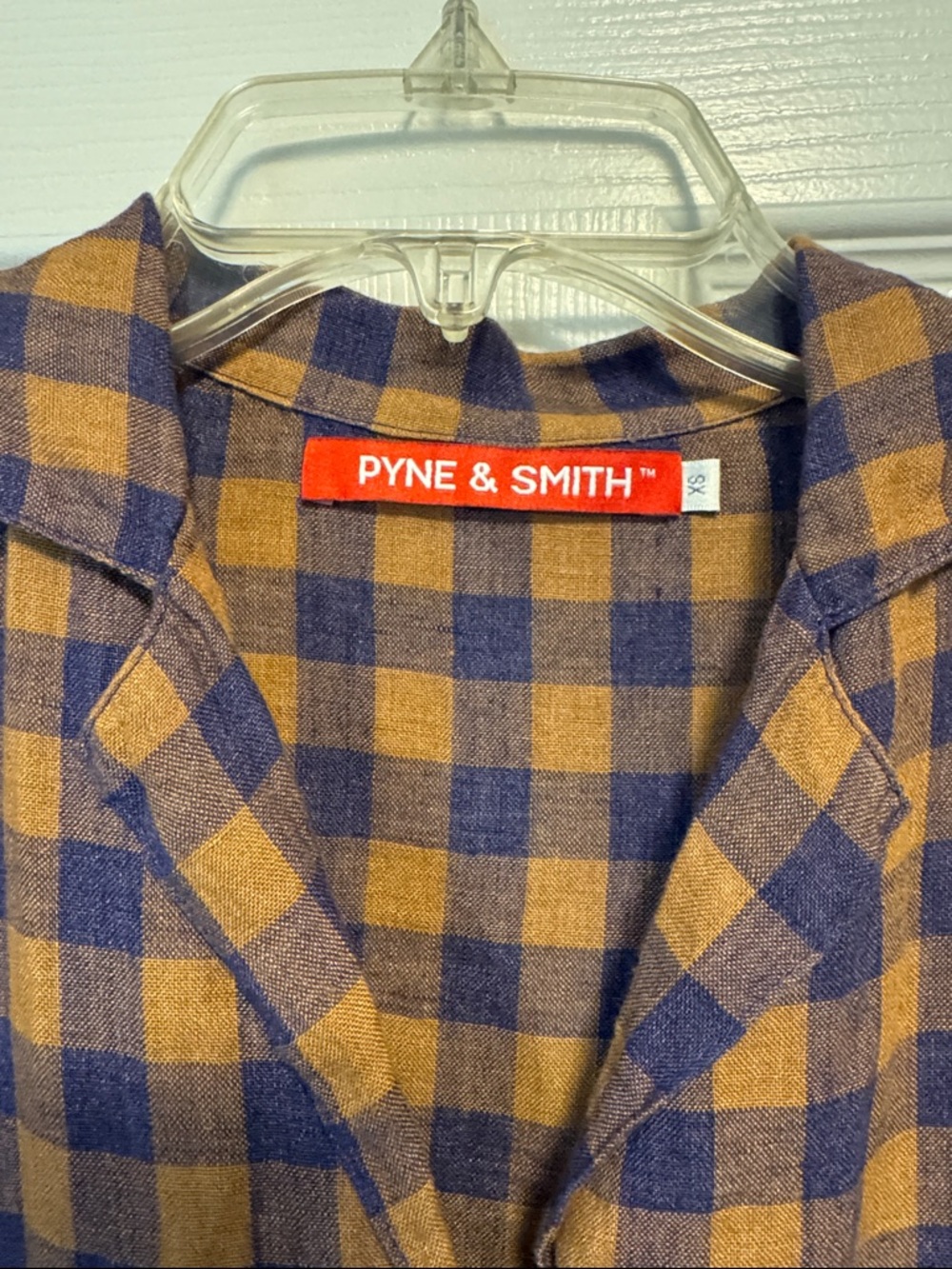 Pyne & Smith No. 30 Linen Midi Blue/Tan Checkered Dress Modest XS - Picture 2 of 4